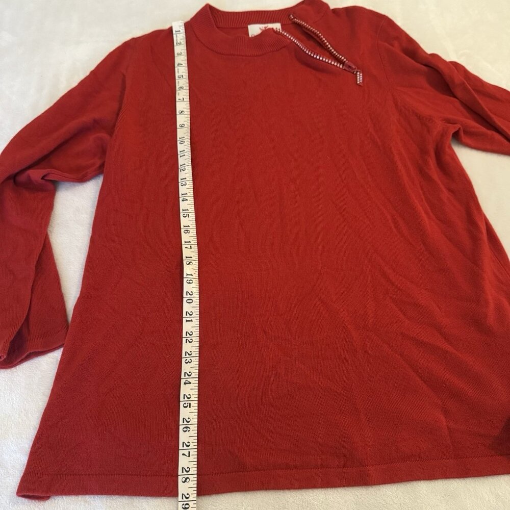 Quacker Factory 1/4 Side Zip Rhinestone Pullover Sweater Womens 1X Red Cozy Soft - Picture 6 of 12